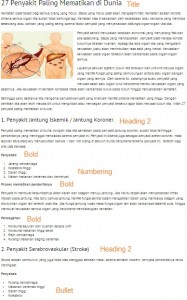 Editor NEW 4.1 Heading Bullet dan Numbering